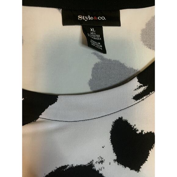 Style & Co Women's Black/White/Yellow Animal Print Long Sleeve Dress Size XL - Picture 2 of 9